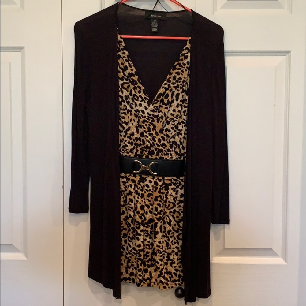 Style & Co. Medium Women Animal Print Top with Buckle - Picture 3 of 7